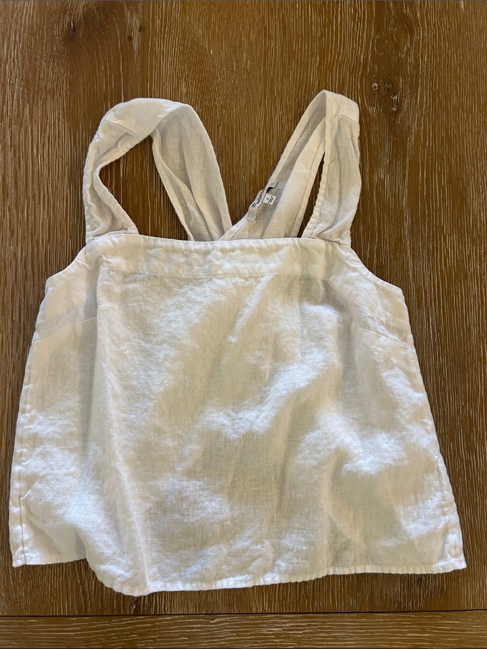 MADEWELL | Lightweight White Linen Criss Cross Open Back Tank Top